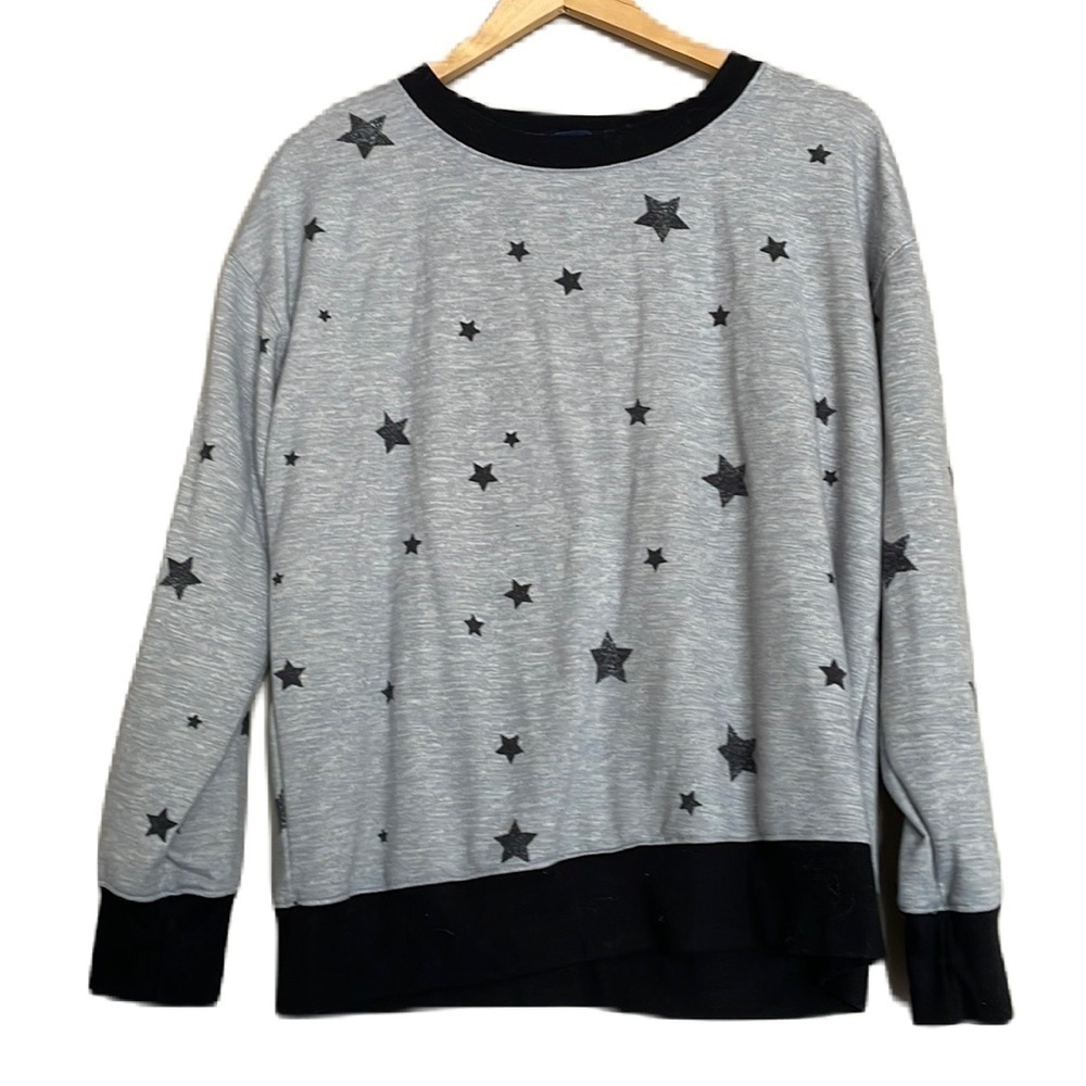 Splendid Gray Star Print Sweatshirt | Super soft Crewneck Pullover Women’s M